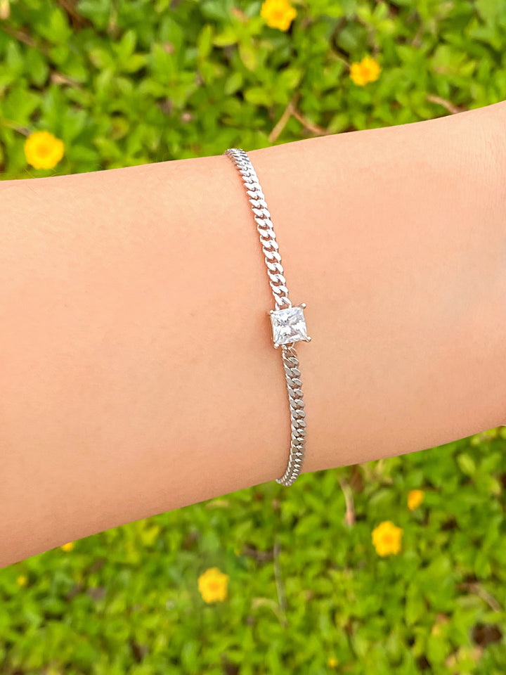 Pulsera Eslabones Moissanita Corte Princessa 1 CT