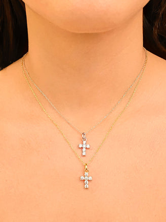 Collar Dije Cruz Con Zirconias 16 mm