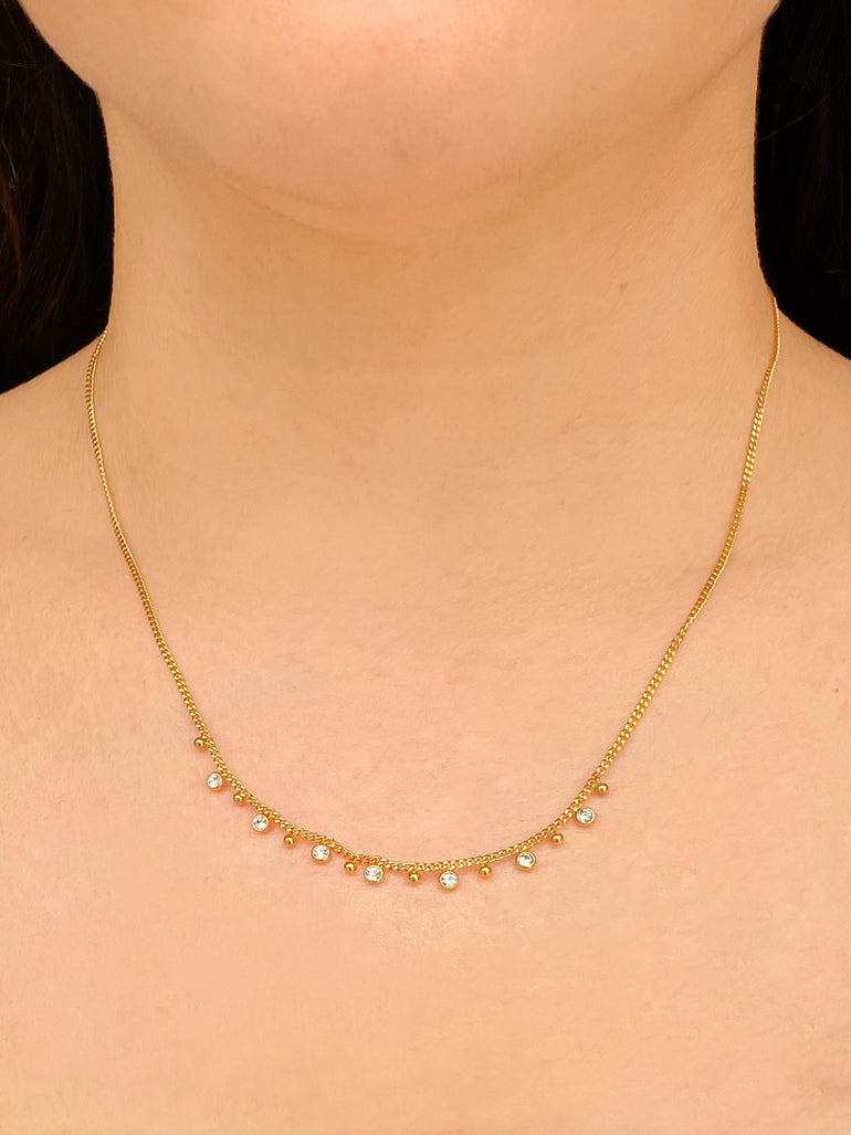 Collar Bolitas Y Mini Zirconias Colgantes