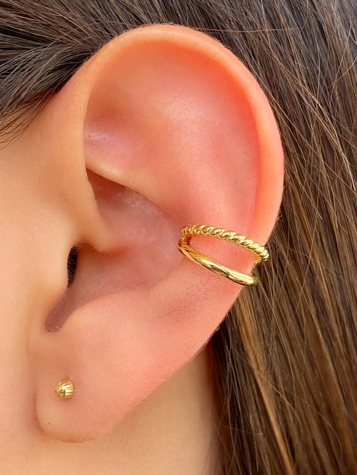 Ear Cuff Doble Liso y Trenzado