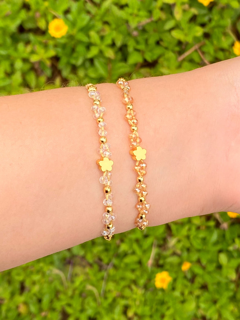 Pulsera Hilo Mini Flor Con Piedras