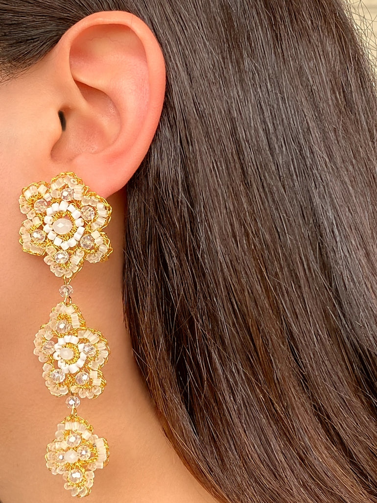 Par Arete Largo Triple Flor
