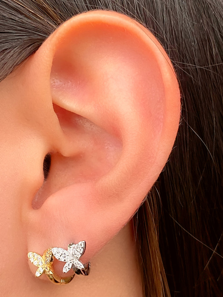 Mini Arracada Con Mariposa Zirconias