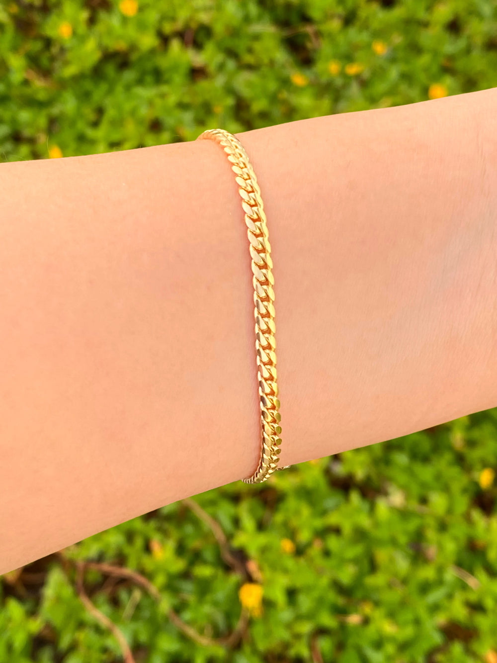 Pulsera Eslabon Cubano 4 mm Oro 14k