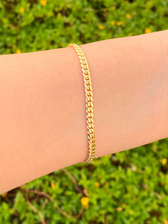Pulsera Eslabon Cubano 4 mm Oro 14k