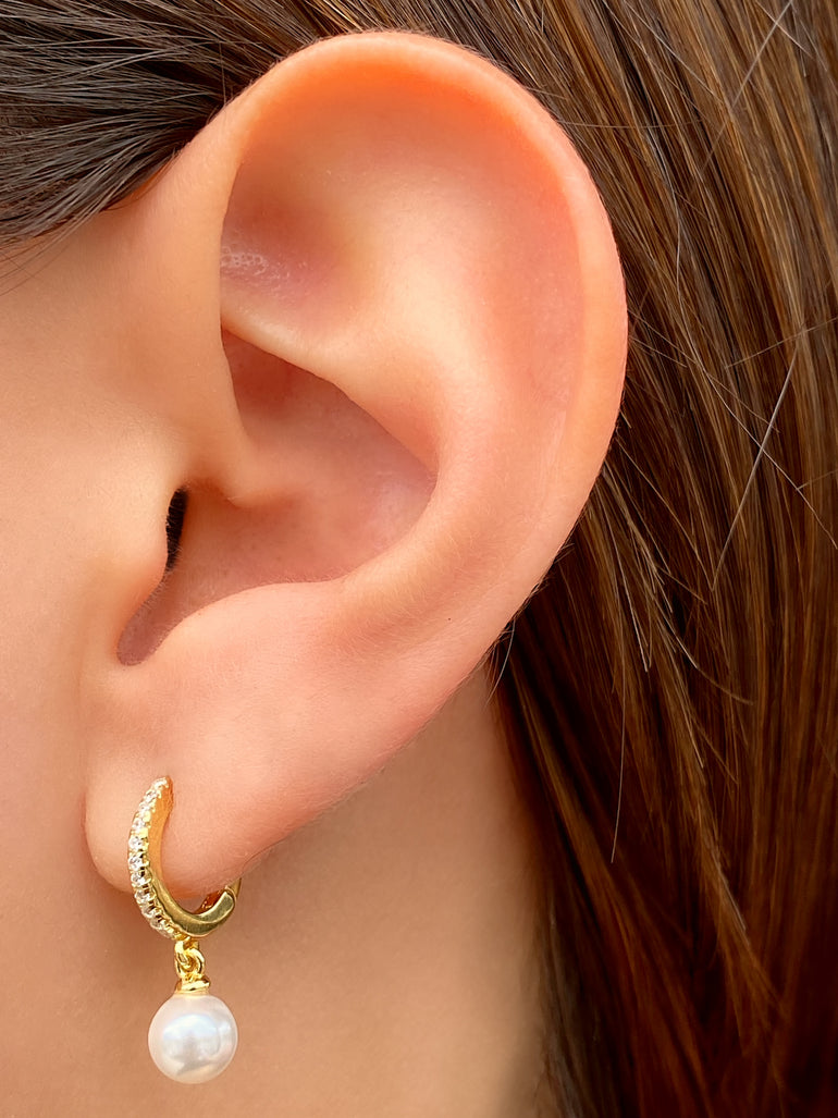 Par Arracada Zirconias Con Perlita