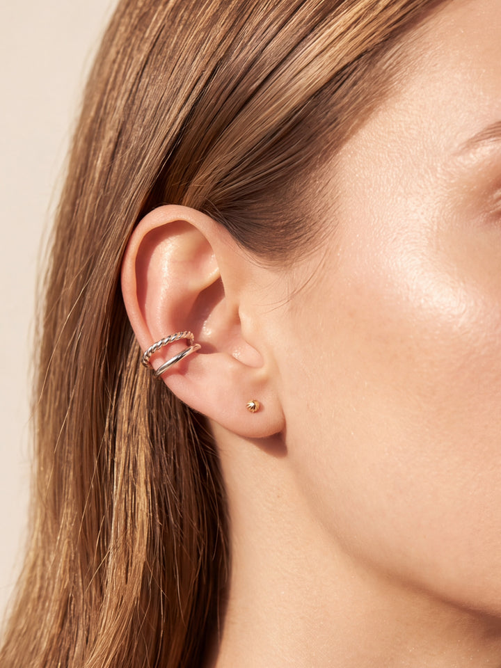 Ear Cuff Doble Liso y Trenzado