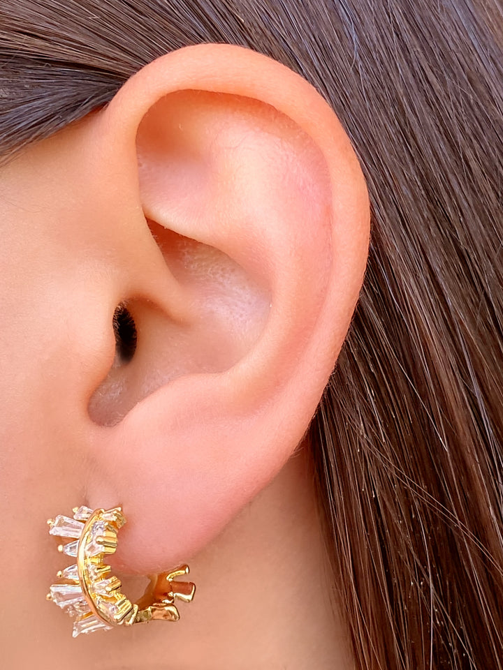 Par Arracada Gruesa Baguettes Zirconias