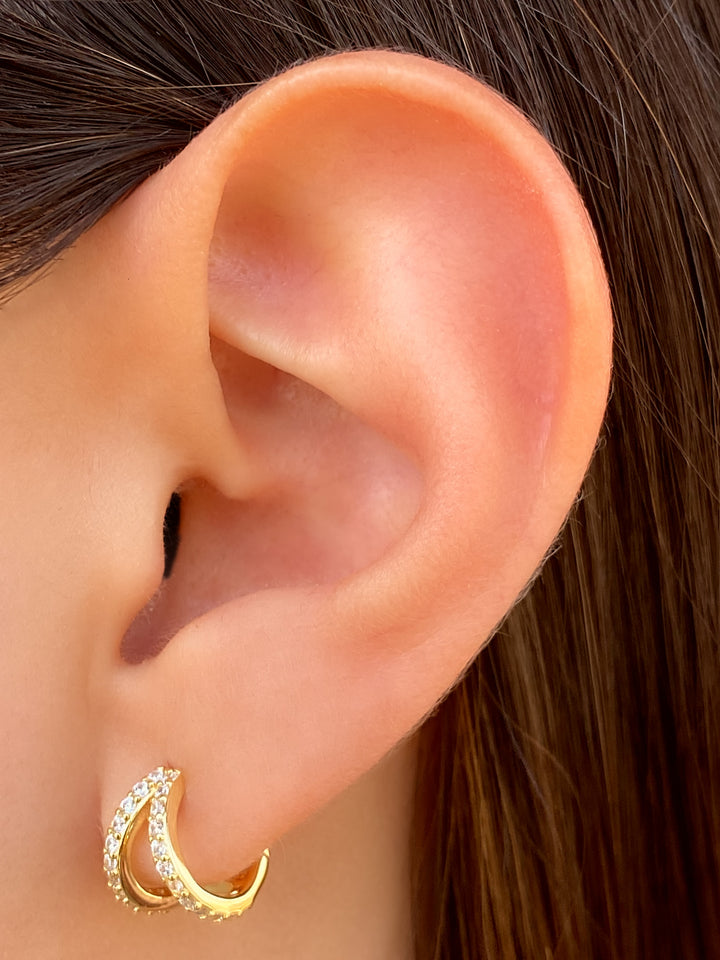 Par Arracada Doble Linea Con Zirconias