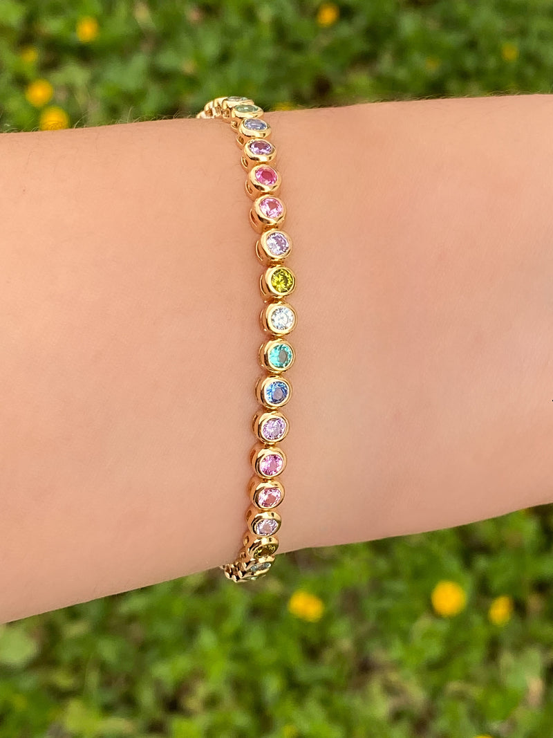 Tennis Brazalete Dorado Rainbow