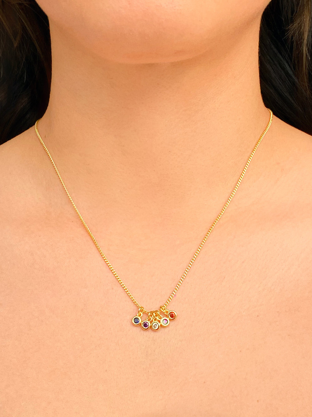 Personaliza Tu Collar Dije Birthstone Redondo