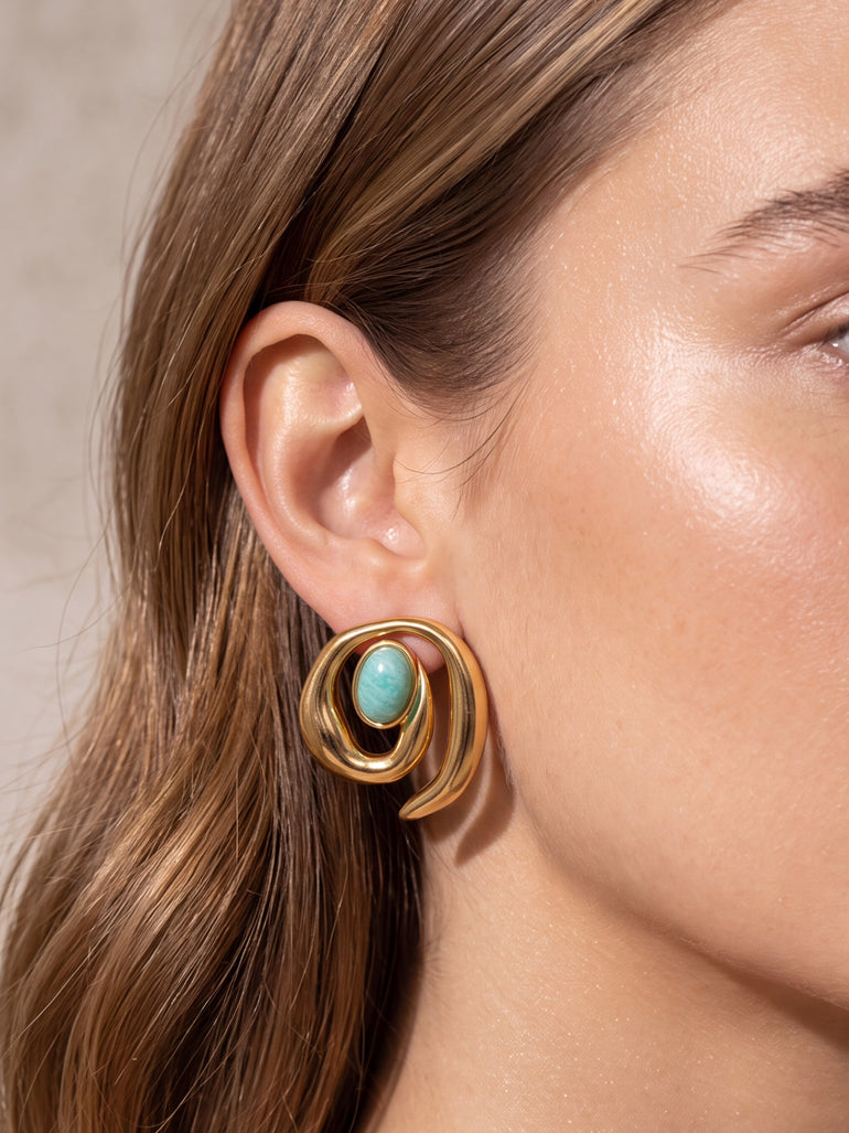 Par Arete Espiral Con Piedra