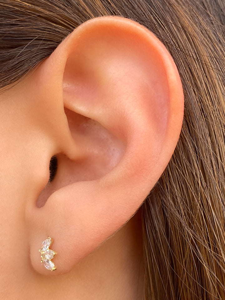 Broquel Triple Zirconia Oro 10k
