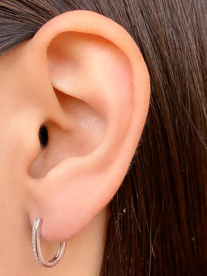 Par Arracada Zirconias Forma U 15 mm