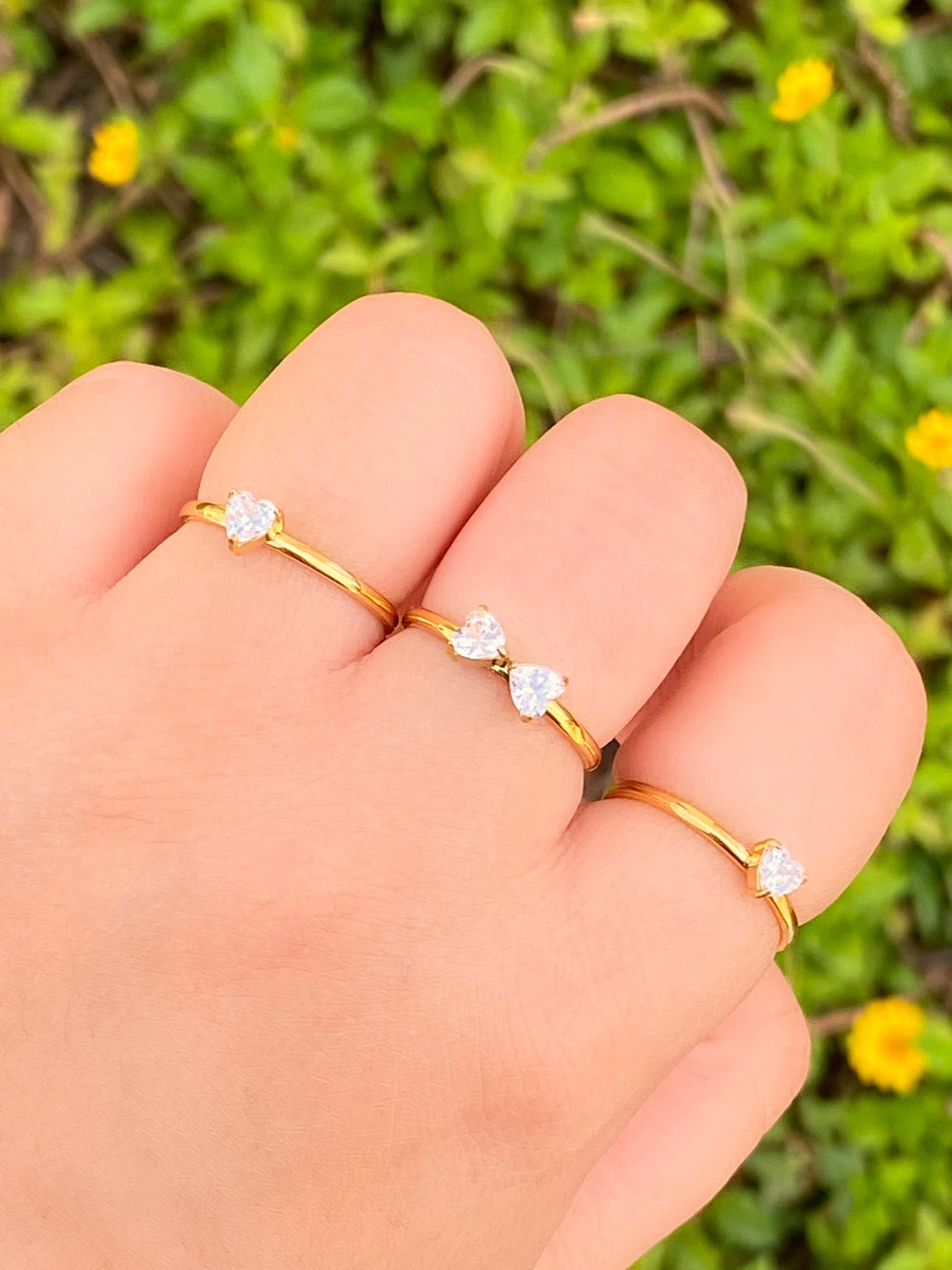 Set Anillos Forma Trebol Zirconias