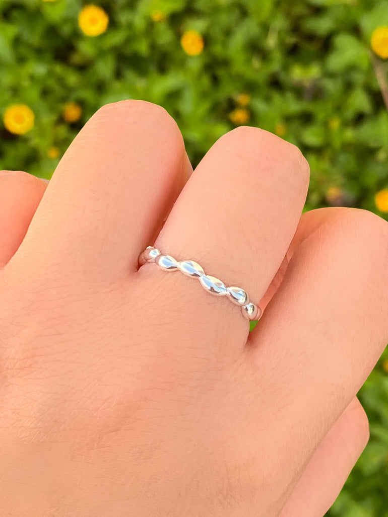 Anillo Plateado Ovalos Lisos
