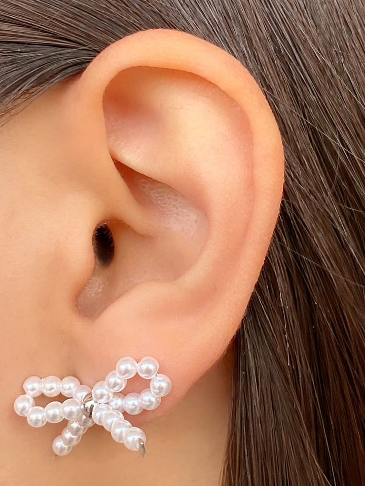 Par Arete Moño Perlas Con Bolita