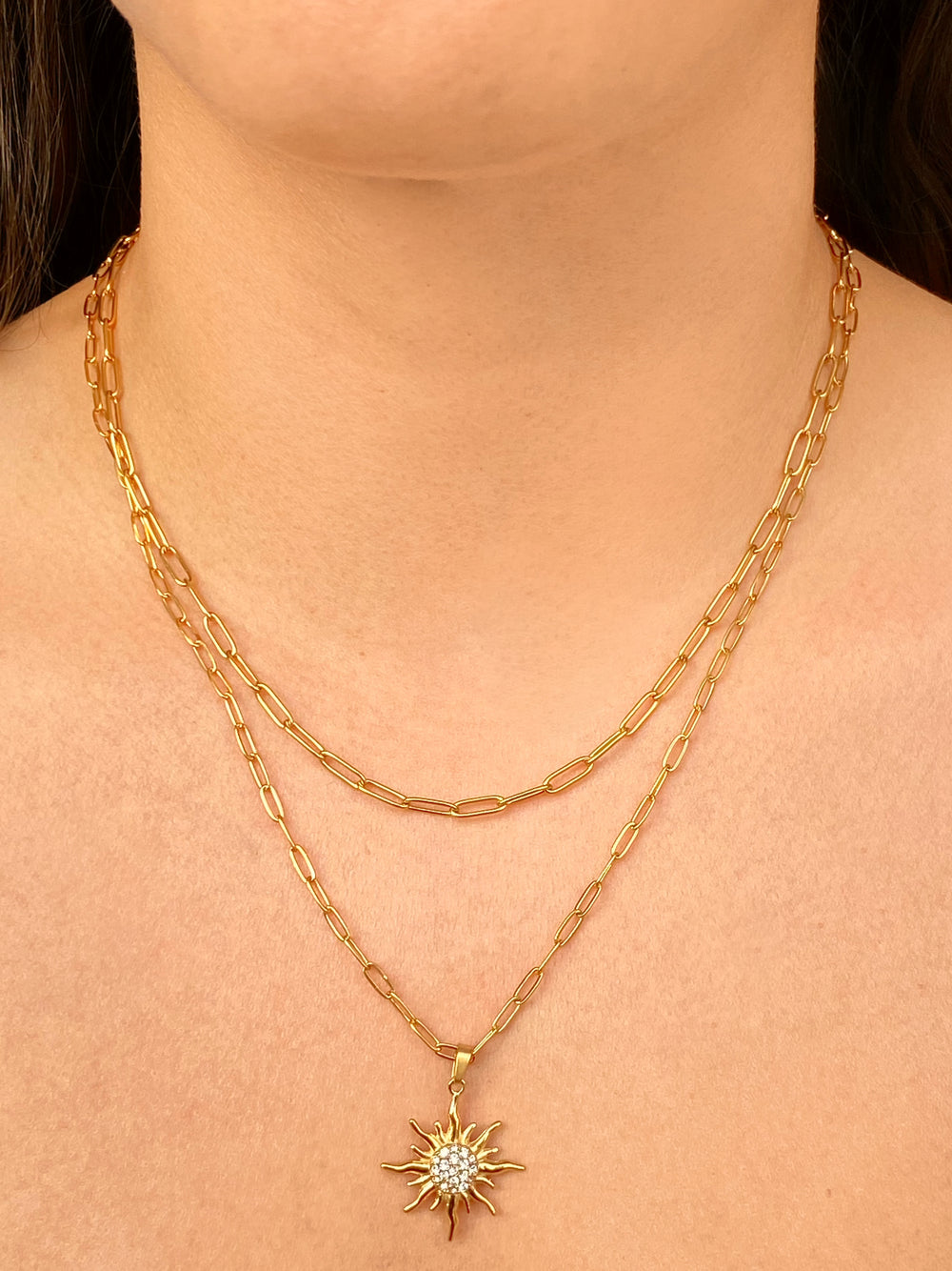 Collar Doble Eslabon Dije Sol