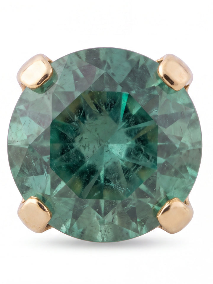 Arete Broquel Solitario Corte Round 0.12 Ct Esmeralda Natural