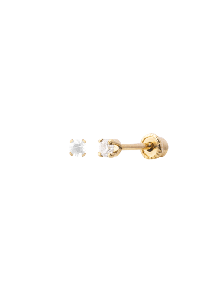 Arete Broquel Solitario Corte Round 0.6 Ct Diamante Natural