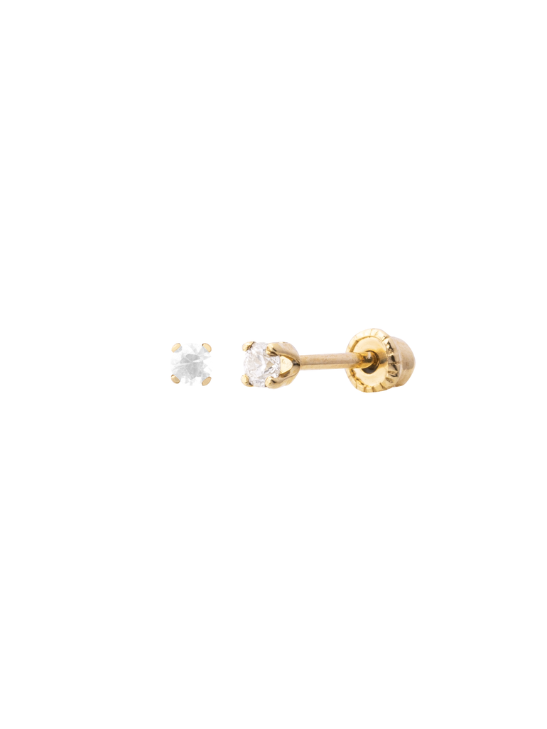 Arete Broquel Solitario Corte Round 0.6 Ct Diamante Natural