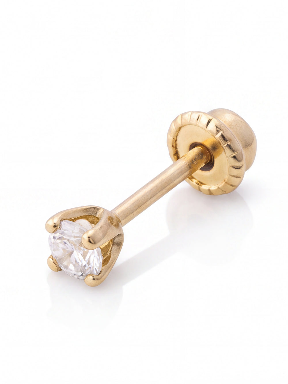 Arete Broquel Solitario Corte Round 0.03 Ct Diamante Natural