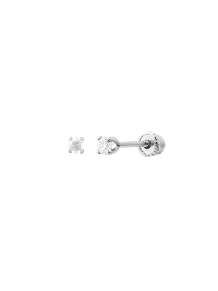 Arete Broquel Solitario Corte Round 0.6 Ct Diamante Natural