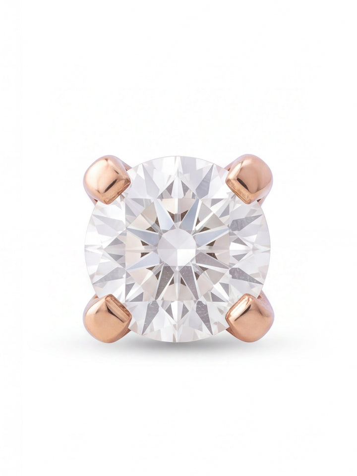 Arete Broquel Solitario Corte Round 0.03 Ct Diamante Natural