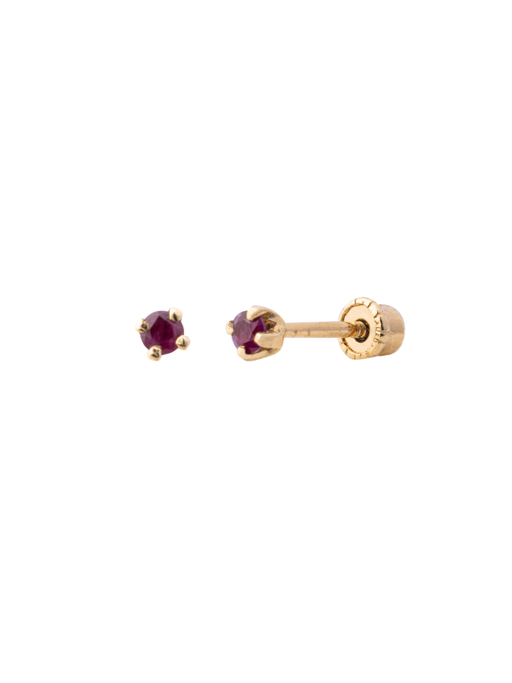 Arete Broquel Solitario Corte Round 0.05 Ct Rubi Natural