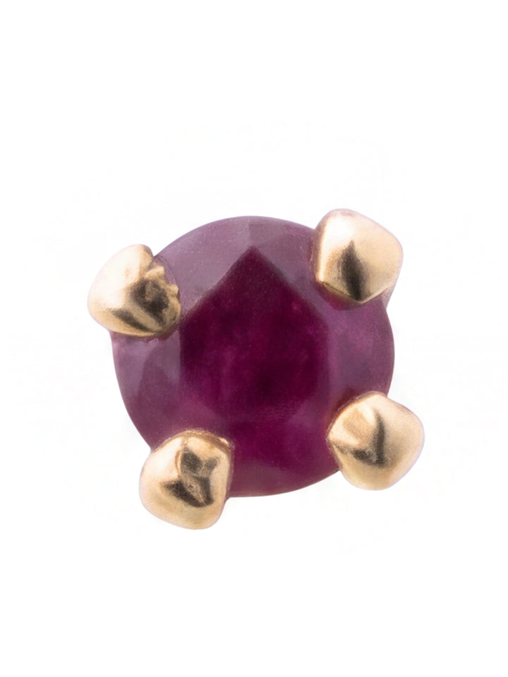 Arete Broquel Solitario Corte Round 0.05 Ct Rubi Natural