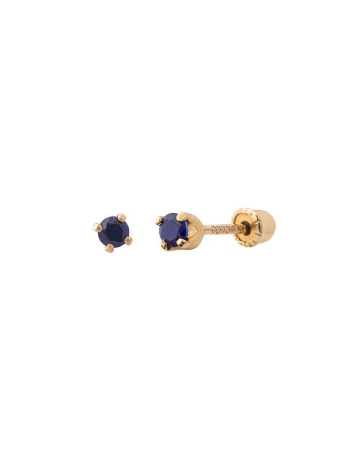 Arete Broquel Solitario Corte Round 0.05 Ct Zafiro Natural