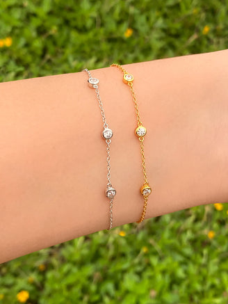 Pulsera Con Tres Zirconias Redondas