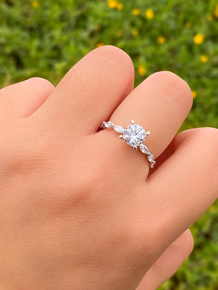 Anillo de Compromiso Round Pavé 1.37 Ct Diamantes Lab Grown