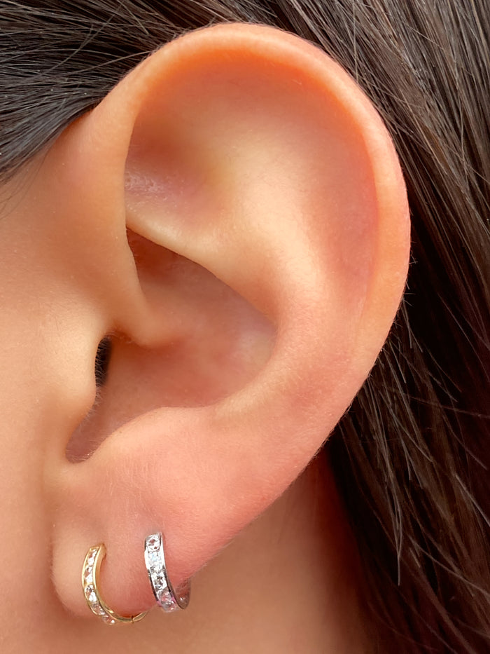 Arracada Zirconia 10 mm Oro 14k