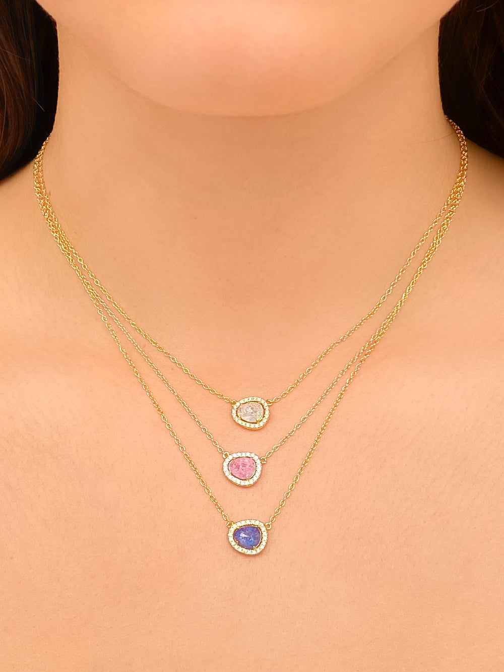 Collar Con Dije Cuarzo Con Zirconias