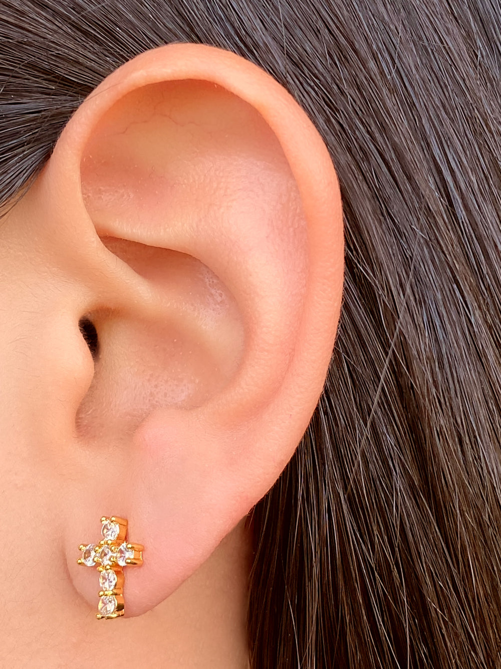 Par Arete Mini Cruz Zirconias