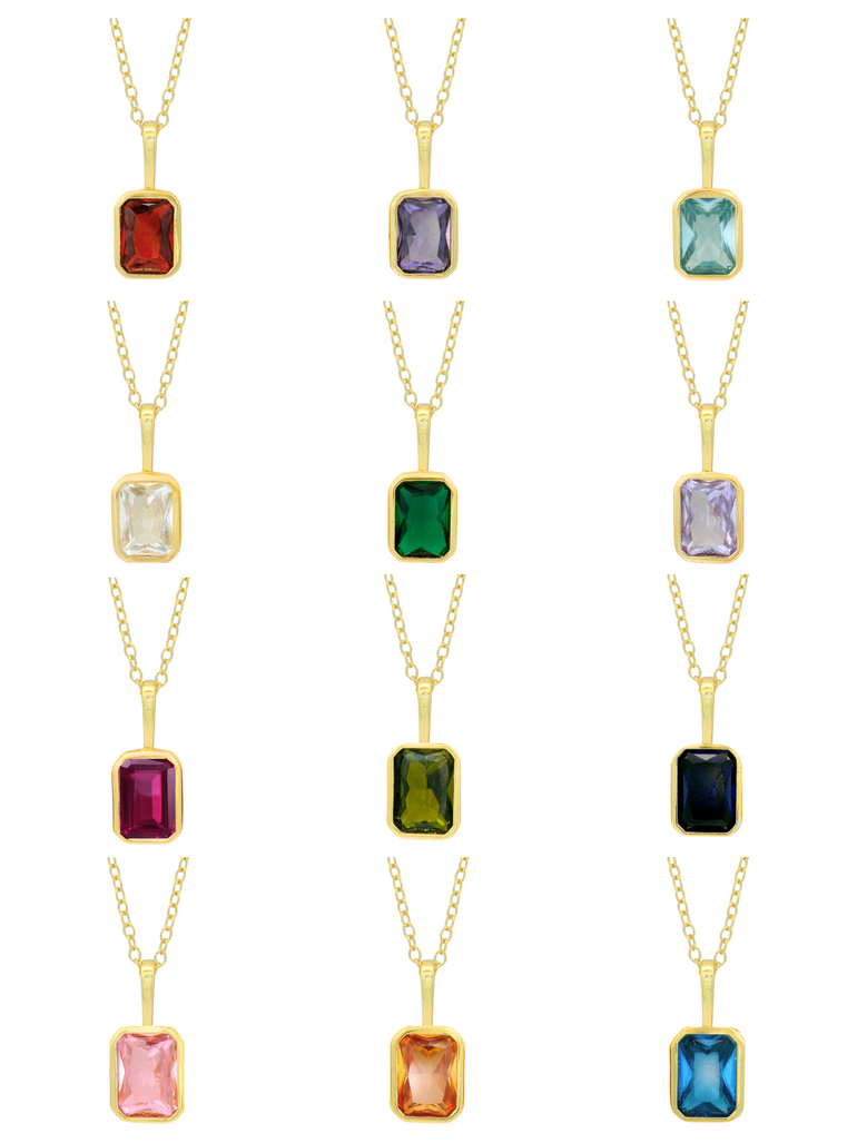 Collar Birthstone Rectangular Dorado