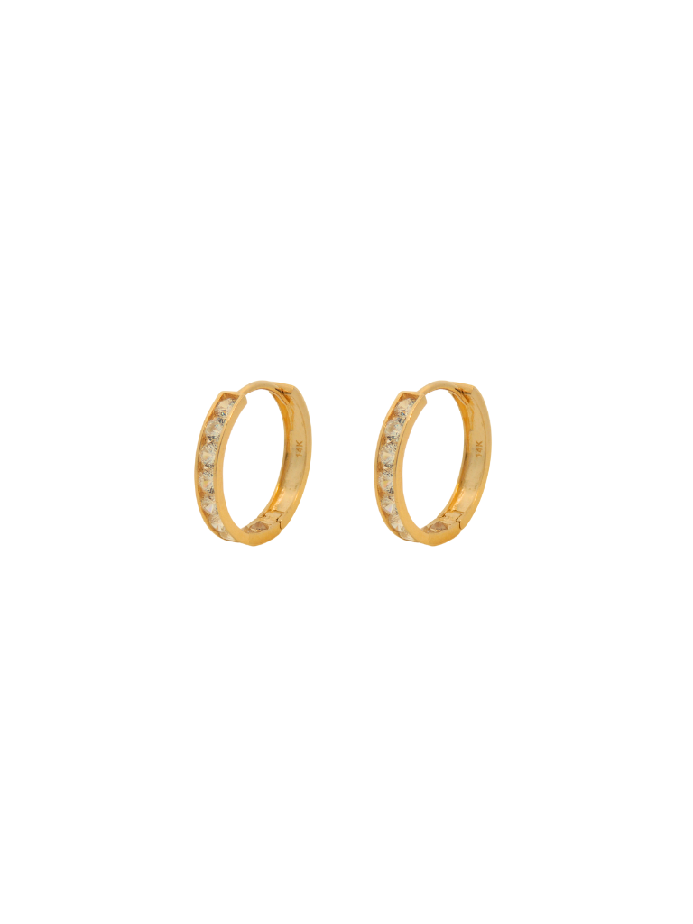 Par Arracada Con Zirconias 17 mm Oro 14k