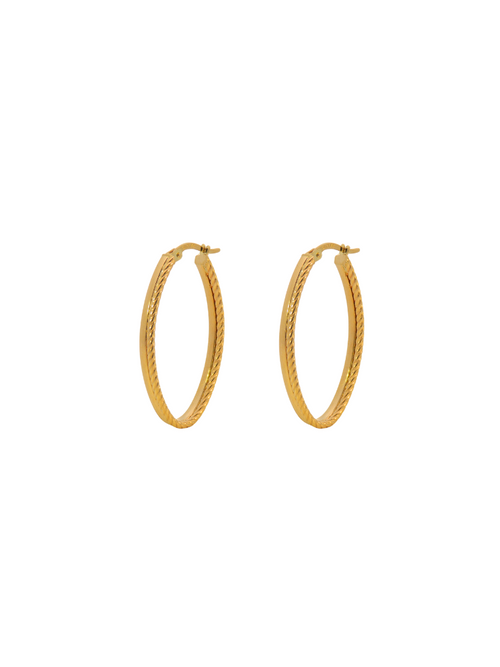 Par Arracada Ovalada y Trenzada 34 mm Oro 14k