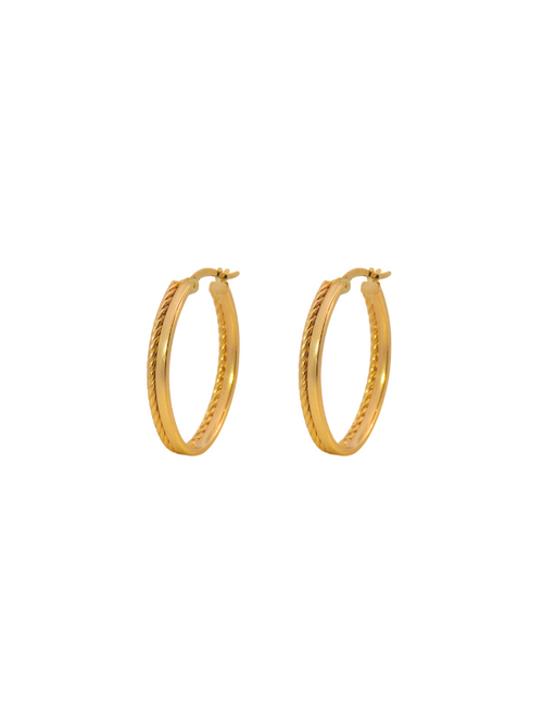 Par Arracada Ovalada y Trenzada 26 mm Oro 14k