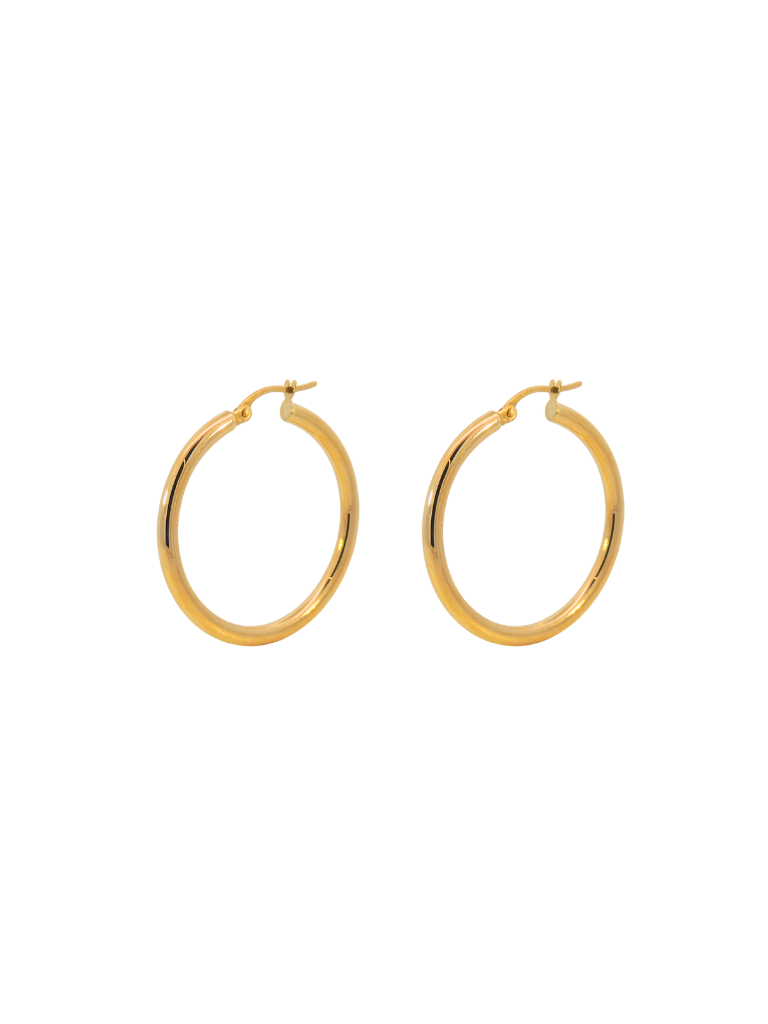 Par Arracada Lisa 29 mm Oro 14k