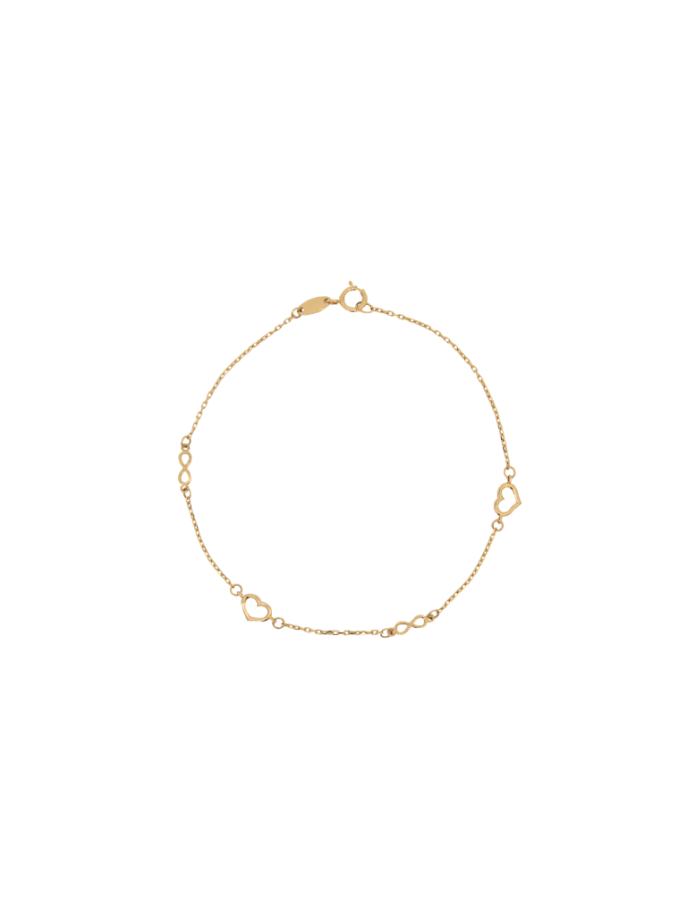 Pulsera Infinito y Corazon Oro 14k