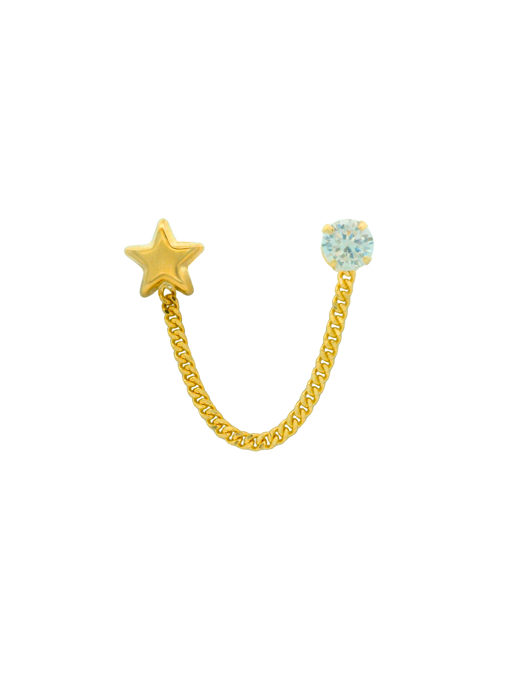 Broquel Cadena Estrella y Zirconia Oro 10k