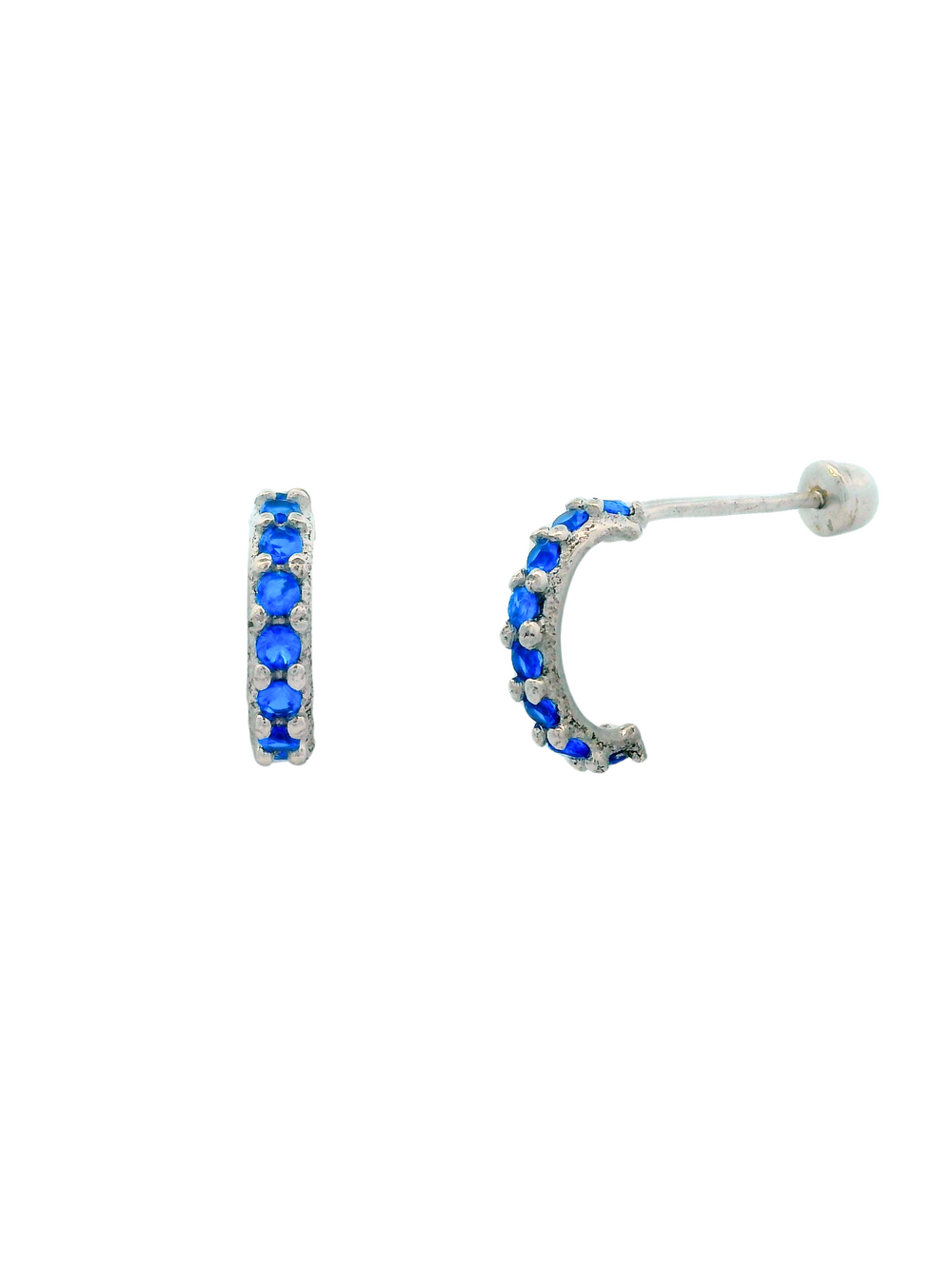 Semi Arracada Zirconias Oro Blanco 14k