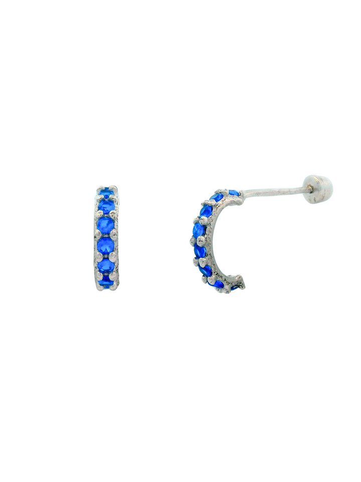 Semi Arracada Zirconias Oro Blanco 14k