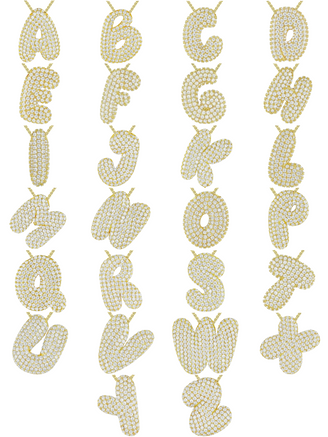 Collar Inicial Bubble Grande Con Zirconias