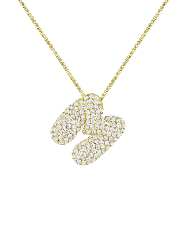 Collar Inicial Bubble Grande Con Zirconias