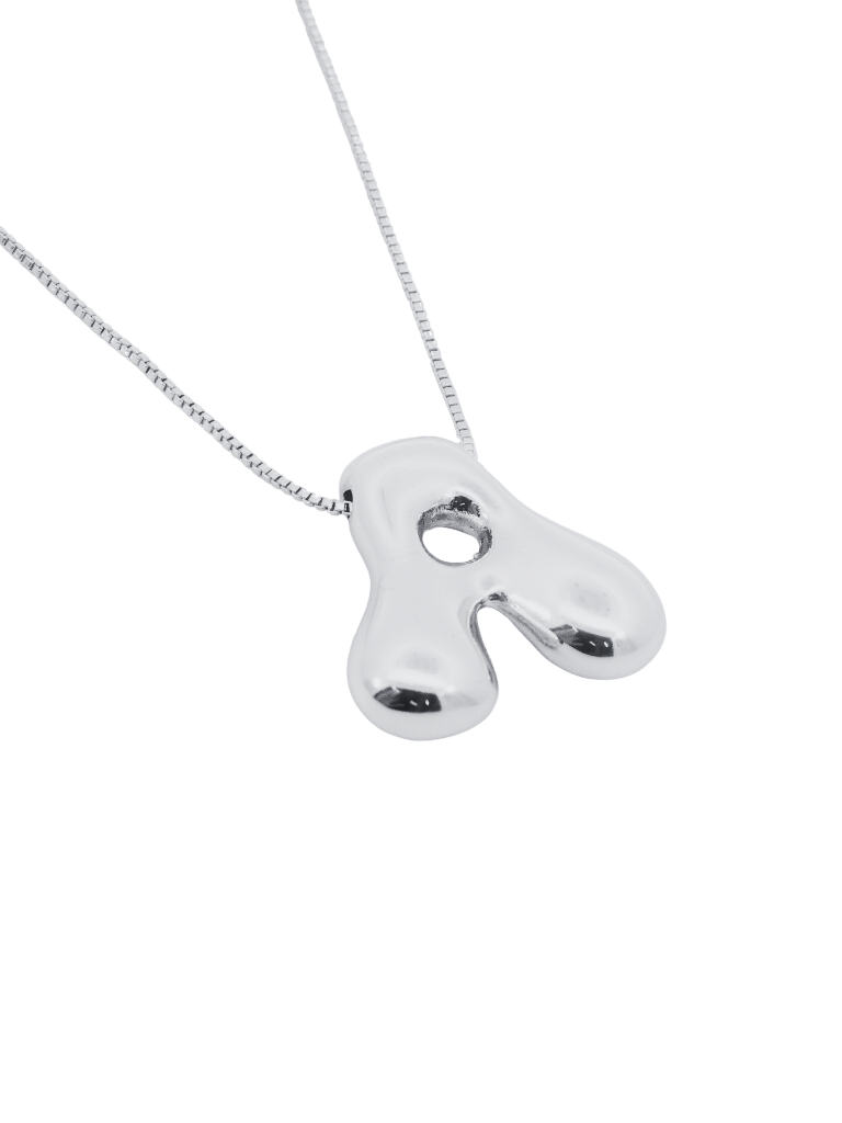 Collar Inicial Bubble Plateado