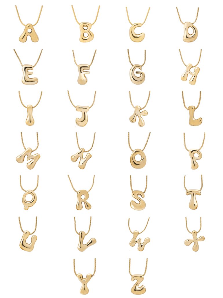 Collar Delgado Inicial Bubble Dorado