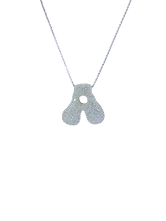 Collar Plateado Inicial Bubble Zirconias